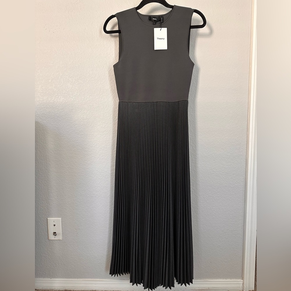 THEORY Crew Neck Sleeveless Pleated Dress - Picture 8 of 8